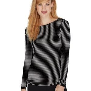 WHBM Long Sleeve Black & White Stripe Tee- Size S
